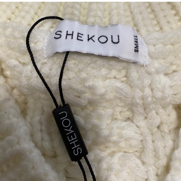 SHEKOU Twisted Knit Cable Sweater Women Size S - Picture 5 of 7